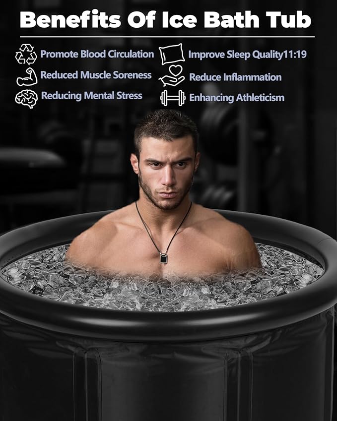 XL Ice Bath Tub for Athletes & Adults - 105 Gallons Ice Tub, Cold Plunge Tub with Cover for Indoor Outdoor, Ice Plunge Tub for Recovery & Cold Water Therapy - Black