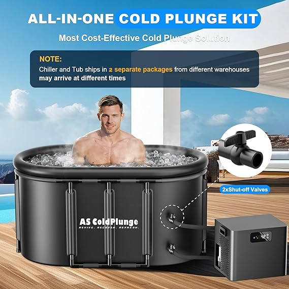 Ice Bath Chiller & Cold Plunge Tub Kit, 1/3HP Cold Plunge Chiller with Built-in Pump & Filter, Upgraded XXL 148Gal Ice Pod, Cold Plunge Tub with Water Chiller for Cold Therapy Recovery