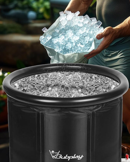 XL Ice Bath Tub for Athletes & Adults - 105 Gallons Ice Tub, Cold Plunge Tub with Cover for Indoor Outdoor, Ice Plunge Tub for Recovery & Cold Water Therapy - Black